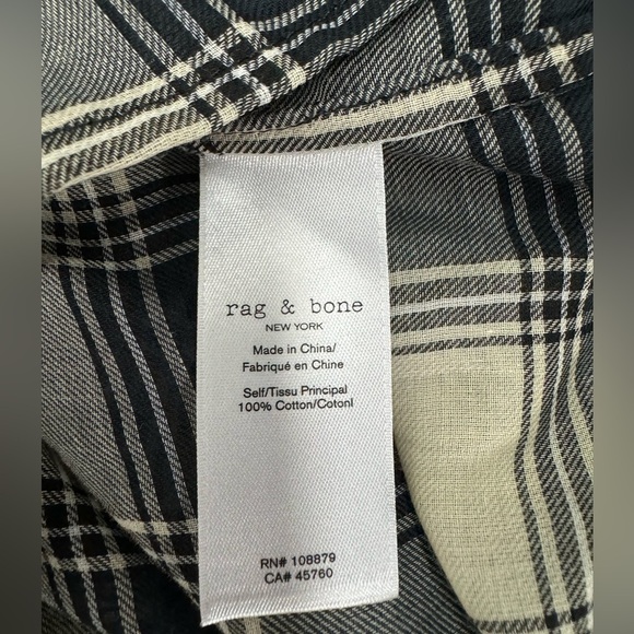 Rag & Bone Quinn Checked Button Down Shirt Small Navy cream - Picture 11 of 11